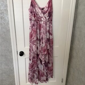 Lulu's Rose-Petal Print High-Low Maxi Dress